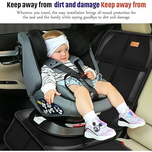 Car Seat Protector, 2 Pack of Seat Protectors, Thickest Padded 600D Fabric Padding, Waterproof, Durable, Anti Slip Backing, Child Seat Protection, Suitable for Babies, Toddlers, Children(2 Protector)
