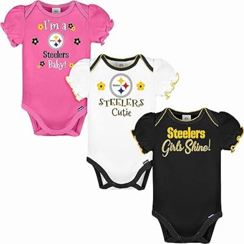 Gerber Baby Girls NFL Team 3 Pack Short Sleeve Onesie Bodysuit
