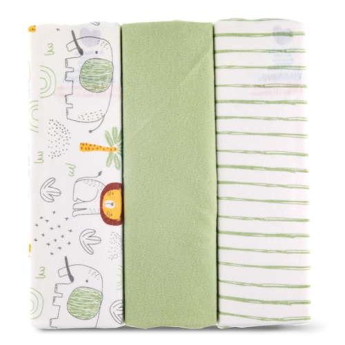 Parent's Choice 100% Cotton 3-Pack Adjustable Baby Wrap Swaddles for Boys or Girls, Jungle Print, 22" x 27"