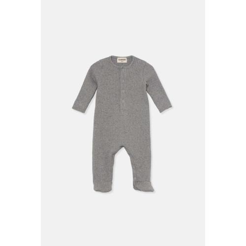 Soft rib newborn jumpsuit - Grey – Manymoons
