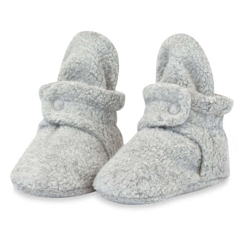 Zutano Cozie Fleece Stay-On Baby Bootie Slipper - Heather Gray