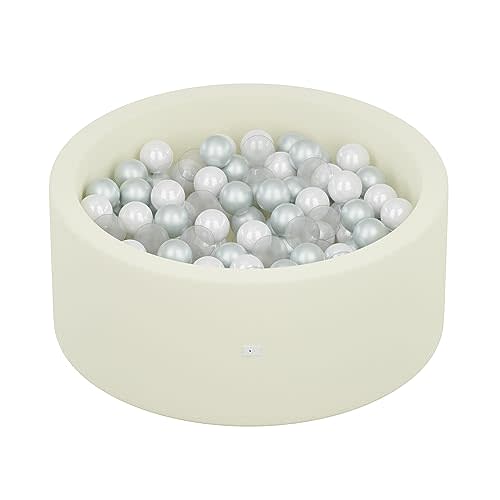 Little Big Playroom | Memory Foam Ball Pit for Toddlers | Indoor Kids Ball Pit | Soft Washable Cover | Perfect for Baby Play Room | Includes 200 Balls (Heathered Ivory)