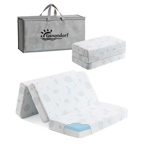 Trifold Pack and Play Mattress 38x26'' Breathable Soft Plush Memory Foam for Baby Toddler Travel Includes Carry Bag Removable Washable Cover Fits Play Pen Playard Pack n Play Mattress Pad