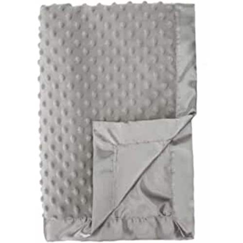 Pro Goleem Grey Baby Soft Minky Dot Blanket with Silky Satin Backing Baby Gifts for Girls and Boys (Gray, 30’’ x 40’’)