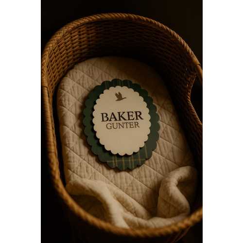 Personalized Baby Name Sign – Scalloped Nursery Decor - Ralph Lauren Plaid