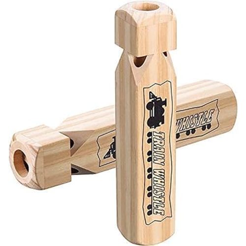 Tatuo 2 Pcs 7.4 Inch Train Whistles for Kids Wooden Train Whistle 4 Tones for Party Favors Party Noisemaker Random Style
