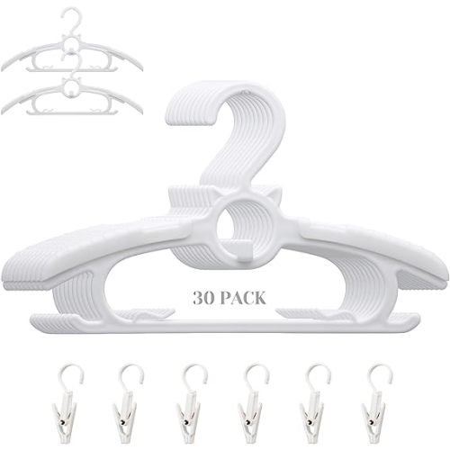 Baby Nursery Closet Hangers, Ultra Thin Non-Slip and Extendable Laundry Infant Pant Hanger for Newborn Clothes 30pcs11“-14‘’ Adjustable Children Coat Hanger for Girl Boy Toddler Kids Child