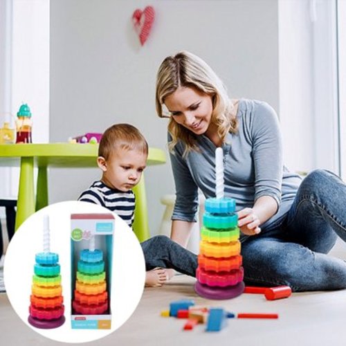 WLAGOOD Baby Spinning Stacking Toys for Toddlers 1-3, Rainbow Ring Stacker Montessori Toys for Babies 6-12 Months, 1 2 3 One Year Old Girl Boy Christmas Birthday Gifts, Sensory Learning Toy