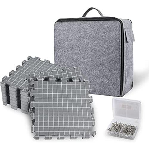 Blocking Mats for Knitting & Crochet Project,Extra Thick Blocking Boards with Grids for Needlepoint or Crochet,9 Pack Knitting Mats with 150 T-Pins and Storage Bag