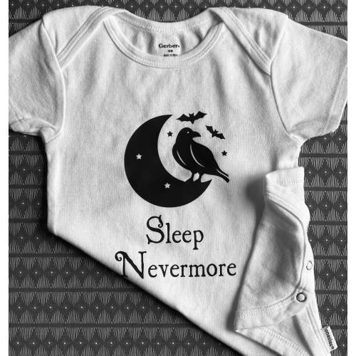 Poe Baby Clothes / Sleep Nevermore / Goth Baby Bodysuit / Gerber Onesies / Edgar Allan Poe For Baby / Plushie Tshirt / Bear Shirt /Customize