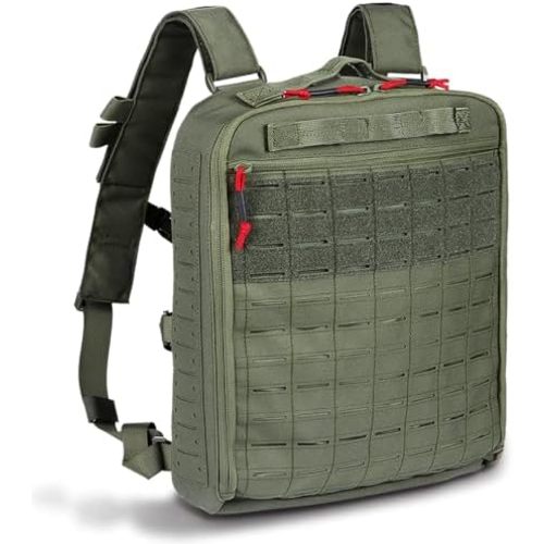 PARAGON Assault Pack, Tactical Hook and Loop Laser Cut Nylon M9 Trauma Medical Supplies Deattachable Organizer Pouches and Removable Panel (OD Green)