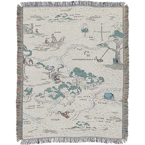 Northwest Winnie The Pooh Woven Tapestry Throw Blanket, 48" x 60", Hundred Acre Woods