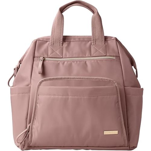 Skip Hop Diaper Bag Backpack: Mainframe Large Capacity Wide Open Structure with Changing Pad & Stroller Attachement, Dusty Rose