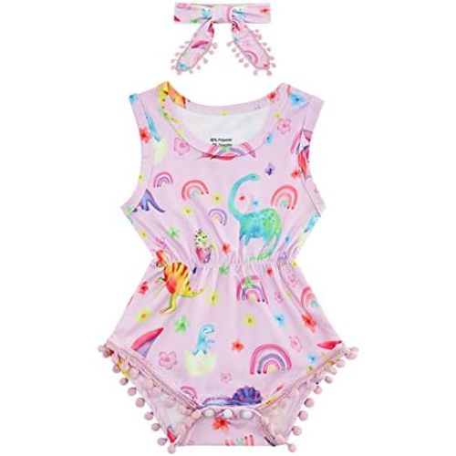 BFUSTYLE Baby Girl Clothes 0-24 Months Outfit Sleeveless Infant Romper Bodysuit with Headband