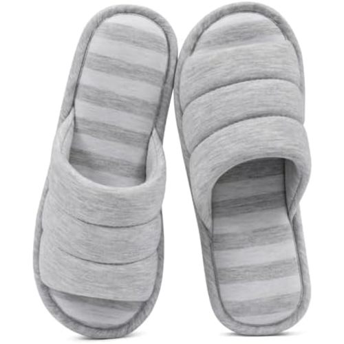 shevalues Open Toe House Slippers for Women Men Soft Cotton Indoor Shoes Memory Foam Slip On bedroom Slippers