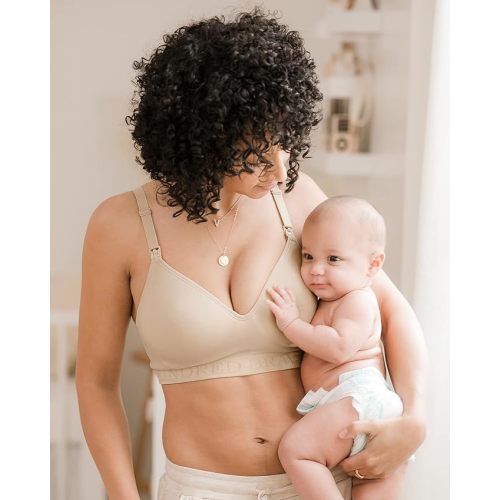 Kindred Bravely Signature Sublime Contour Maternity & Nursing Bra | Everyday Nursing T-Shirt Bra - Regular (Cup Sizes B-D) - X-Large - Beige