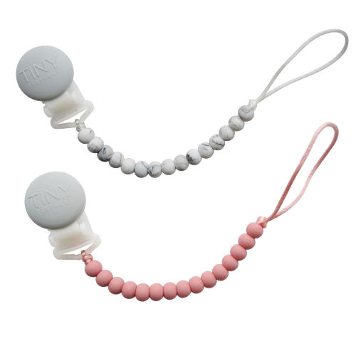 Tiny Teethers Designs, Signature Silicone Baby Beaded Pacifier Clip Teether, Marble and Rose, 2 pk. - Sam's Club