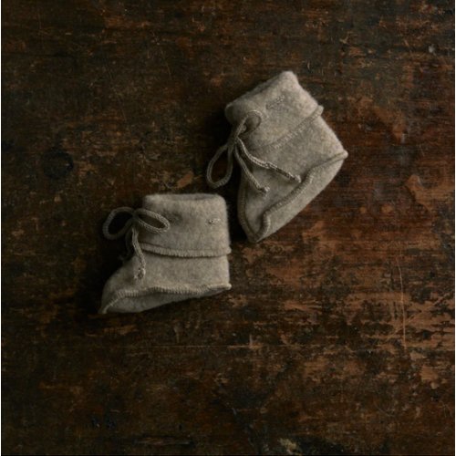 Baby Merino Wool Fleece Booties - Walnut Melange