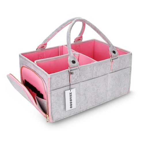 Baby Diaper Caddy Organizer for Girl Boy Large Nursery Storage Bin Basket Portable Holder Tote Bag for Changing Table and Car Baby Shower Gifts Newborn Essentials Baby Registry Must Haves Items