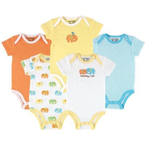 Luvable Friends Cotton Bodysuits 5pk, Yellow Elephant, 0-3 Months