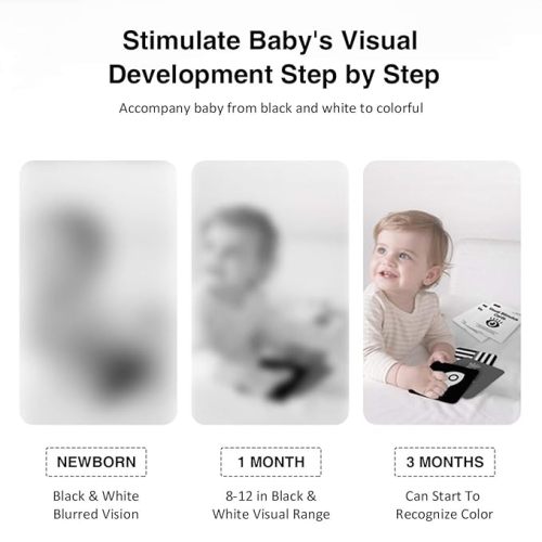 beiens High Contrast Baby Flashcards, Newborn Brain Development Toys, Visual Stimulation Learning Activity Cards, 20 PCs 40 Pages Educational Infants Gift (3-6 Months (Black & White & Color))
