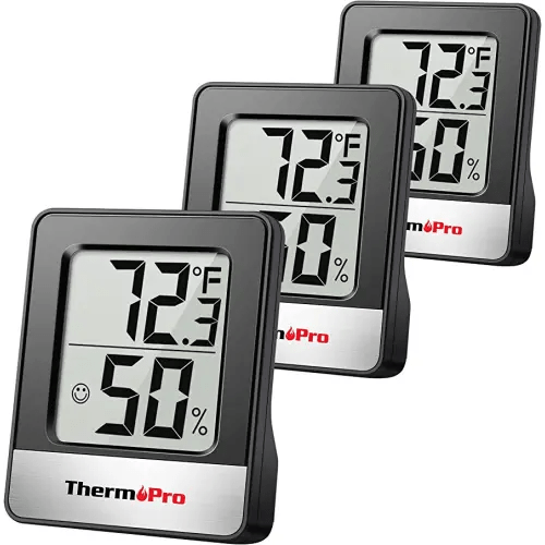 ThermoPro TP49 3 Pieces Digital Hygrometer Indoor Thermometer Humidity Meter Mini Hygrometer Thermometer with Temperature and Humidity Monitor Room Thermometer, Black