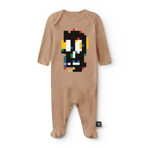 pixel skull footed overall