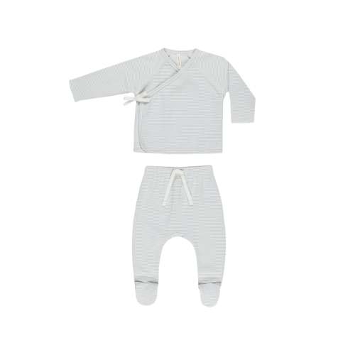 Wrap Top + Footed Pant Set - NB