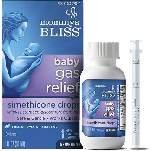 Mommy's Bliss Gas Relief Drops Bottle, Simethicone Drops for Infants, Relieves Stomach Discomfort, Safe & Gentle, Ginger Flavor, 1 Fl Oz (Pack of 1)