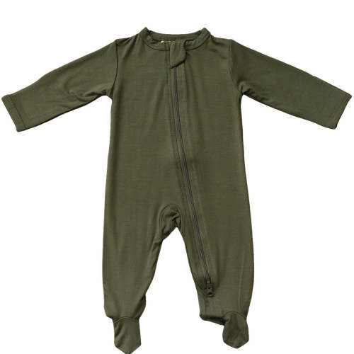 Mebie Baby Olive Bamboo Zipper Gender Neutral