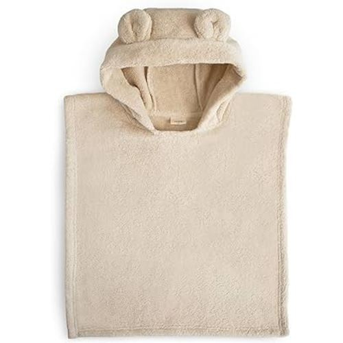 mushie Poncho Towel for Toddlers and Kids (Fog) | Organic Terry Cotton | Ages 1-3 Years