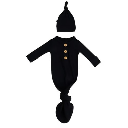 Kyte Baby Ribbed Knotted Gown with Hat Set