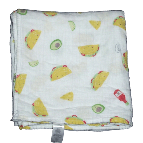Angel Dear Taco Avocado Bamboo Organic Cotton Muslin Swaddle Baby Blanket 47"