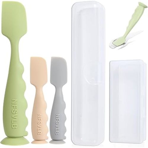 Baby Diaper Cream Spatula with Case-1 Large 2 Mini Butt Paste Spatula with 2 Travel Case-Soft Baby Butt spatula baby Diaper Cream Applicator-Diaper Rash spatula Bum Spatulas Brush
