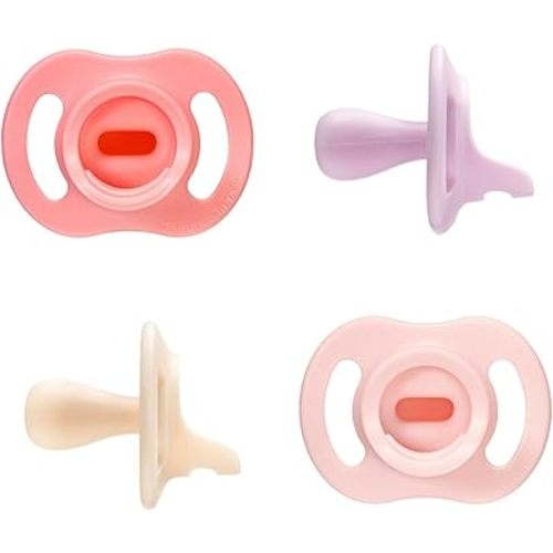 Tommee Tippee Ultra-Light StayPut Pacifier, One-Piece Silicone Design, 0-6m, 4 Pack