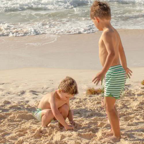 Boys Bermuda Green Stripe Boardie - Minnow | Maisonette