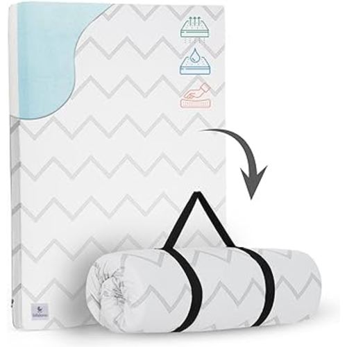 Waterproof Pack and Play Mattress Topper - 38" x 26" | Roll Up Style - Breathable Soft Memory Foam - Portable Playard Mattress Topper- Baby Foam Playpen Mattresses for Babies
