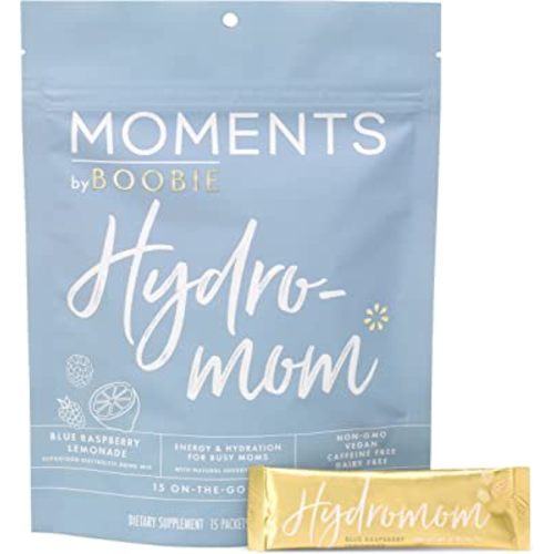 Boobie Hydromom Superfood Electrolyte Drink Mix, Blue Raspberry Lemonade | Refreshing Energy & Hydration Boost for Mamas | On-The-Go & Travel Essentials for Pregnancy, Lactation, & Beyond, 15 Packets