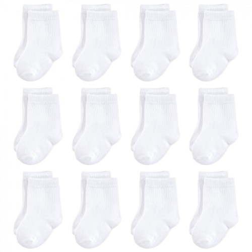 Touched by Nature Baby Unisex Organic Cotton Socks, White 12-Pack, 0-6 Months