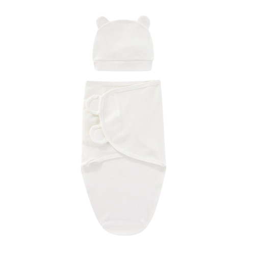 MEZZALL Baby Boys Girls Adjustable Sleeping Bag Wearable Blanket Swaddle Wrap Hat Set Leisure Toddler Loungewear, White, 0-1 Months