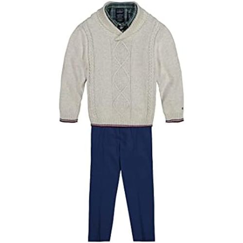 Tommy Hilfiger Boys' 4-Piece Formal Suit Set, Includes Shirt, Dress Pants, Vest & Tie, Regatta Blue, 14