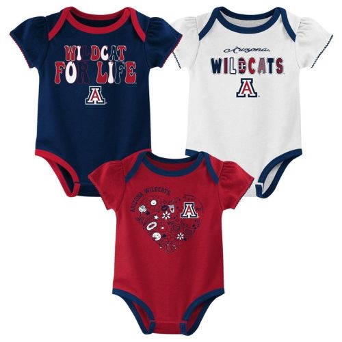 Ncaa Arizona Wildcats Infant Girls' 3pk Bodysuit - 3-6m