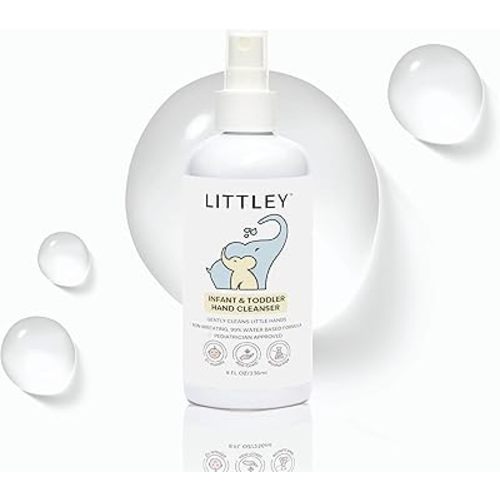 Littley Infant & Toddler Hand Cleanser with Hypochlorous Acid, Gently Cleans Dirt & Germs, Non-Toxic & Alcohol-Free, Safe for Sensitive Skin, 8oz Spray Bottle