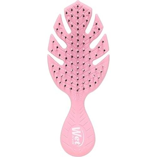 Wet Brush Go Green Mini Detangler, Pink - Detangling Travel Hair Brush - Ultra-Soft IntelliFlex Bristles Glide Through Tangles & Gently Loosens Knots While Minimizing Pain, Split Ends & Breakage