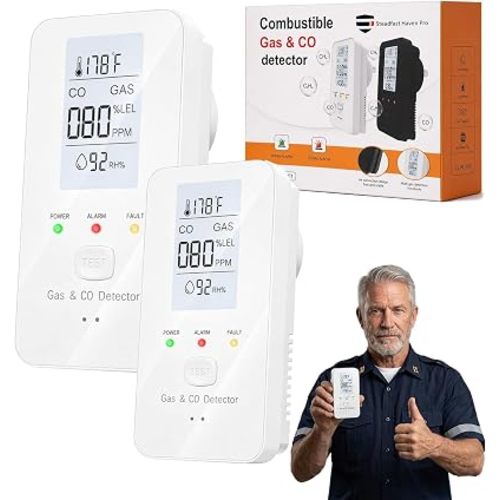 2026 Upgraded Steadfast Haven Pro, 4-in-1 Detector with HD Screen, Indoor Air Quality, for Home, RV, Hotel (2 White)
