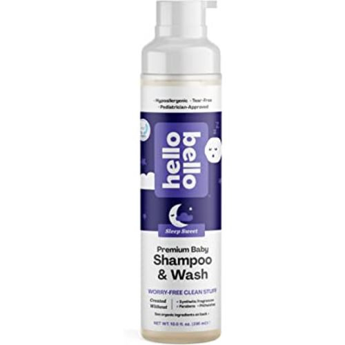 Hello Bello Nighttime Shampoo & Body Wash - Gentle Hypoallergenic Tear-Free Formula for Babies and Kids - Vegan and Cruelty-Free - Sweet Sleep Scented - 10 fl oz