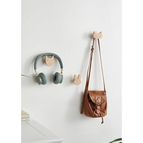 WONQEXZ Wall Hook,Child Baby Nursery Wood Wall Hook,Natural Cute Animal Coat Hooks,Wooden Hooks,Children Wall Mounted Hook,Set of 4
