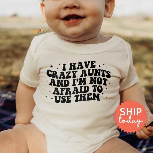 I Have Crazy Aunts and I'm Not Afraid to Use Them Onesies® Brand, Cute Auntie Bodysuit, Funny Aunt Baby Shower Gift, (BC-FAM252)