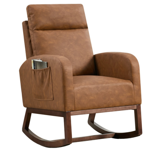 Garvee Rocking Chair Nursery, Modern PU Fabric Upholstered Glider Rock