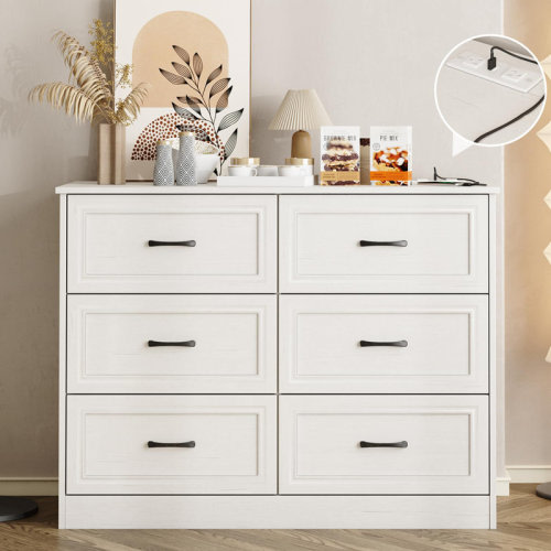 Latitude Run® 6 Drawer Wide Dresser Organizer With Charging Station For Bedroom & Reviews | Wayfair